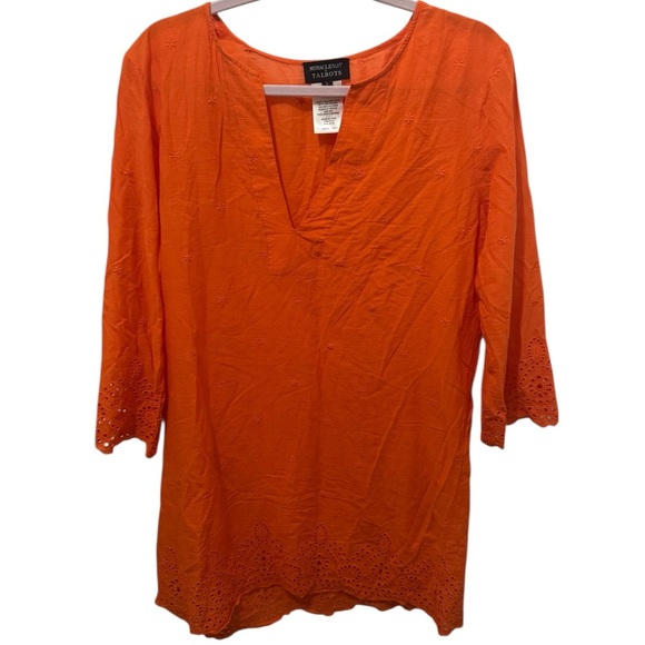 Miracle Suit X Talbots  Orange Swim Coverup V-Neck Eyelet Size Large - Picture 2 of 5